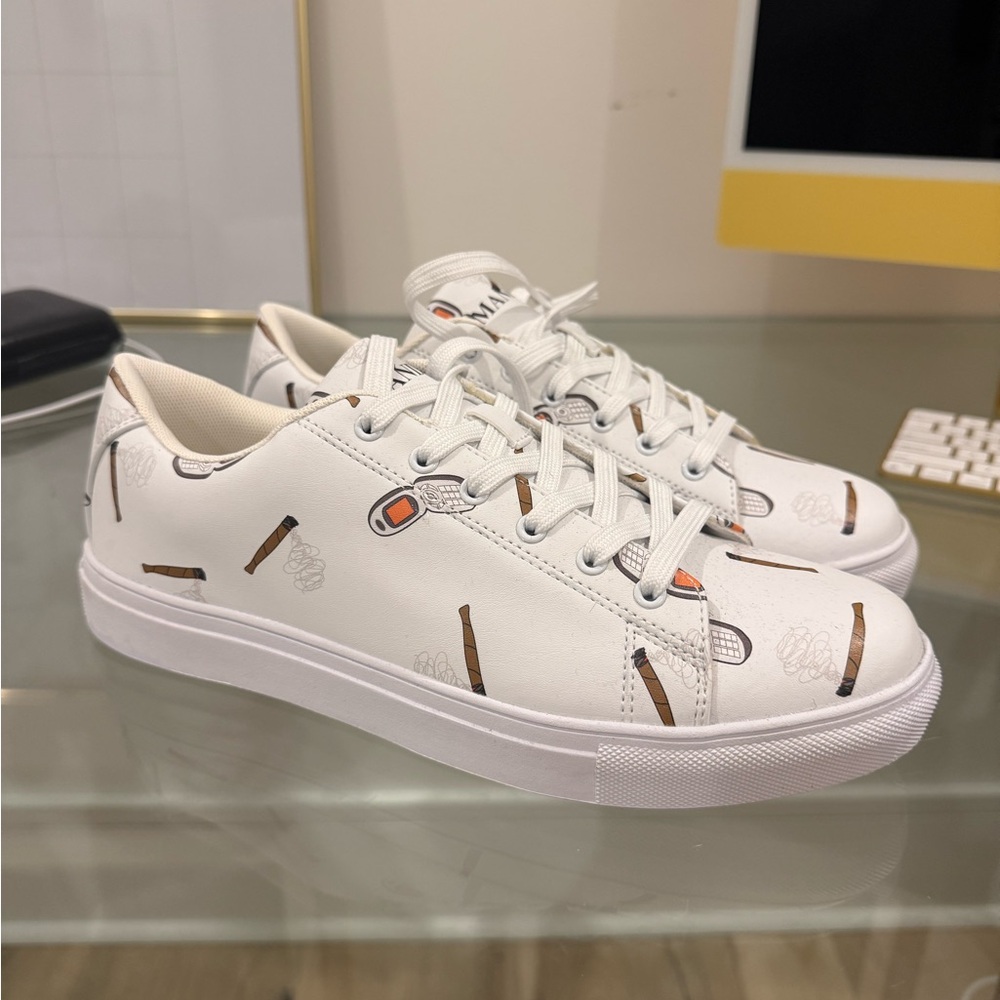 White Sneakers with Fun Print (Joints & Flip Phones)